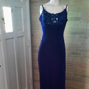 Vintage Zum Zum blue sexy long velour gown size 5 90's y2k